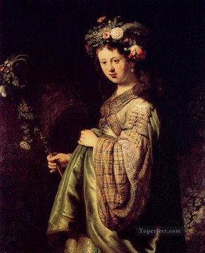 Rembrandt van Rijn Painting - Saskia como Flora Rembrandt
